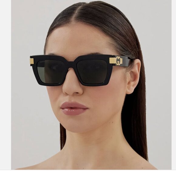 NEW Gucci Black Gold Sunglasses 54mm 100% Authentic main image 8